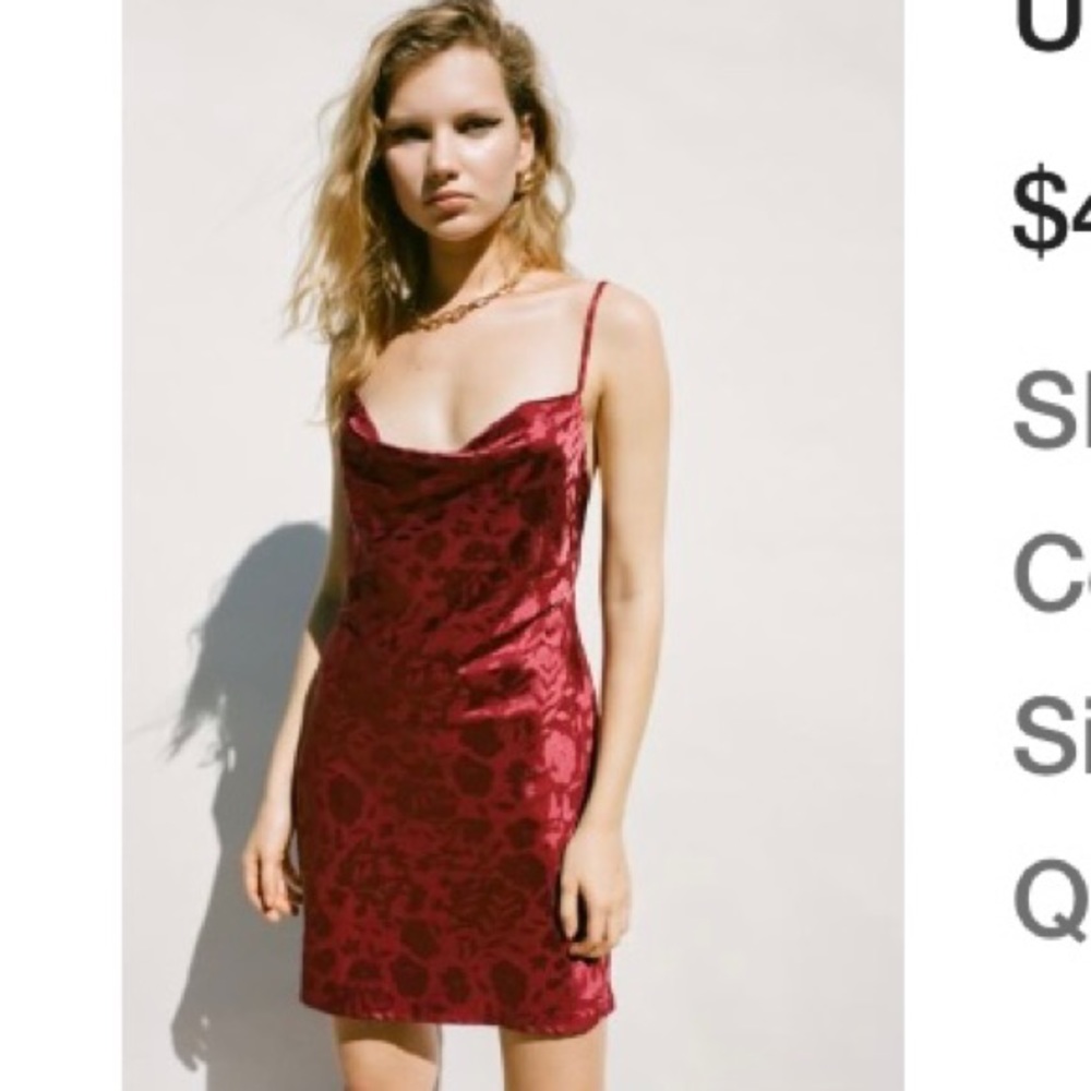 Urban Outfitters Maroon Cowl Neck Slip Dress size S, new condition